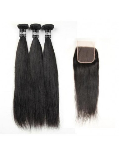 3 Paquets de Tissage  + Closure Straight pas cher chine