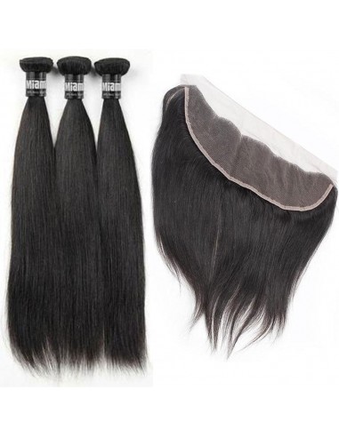 3 Paquets de Tissage + Lace Frontal Straight 13x4 pas cher chine