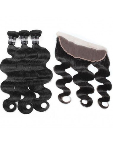 3 Paquets de Tissage + Lace Frontal Body Wave 13x4 de technologie