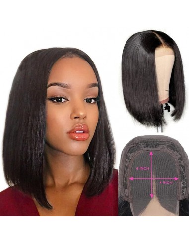 Bobo Wig Front Lace 4x4" Raide Brun Foncé en ligne