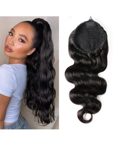 Schwarzer Pferdeschwanz Pferdeschwanz zum Remy Hair Body Wave Kordel À commander