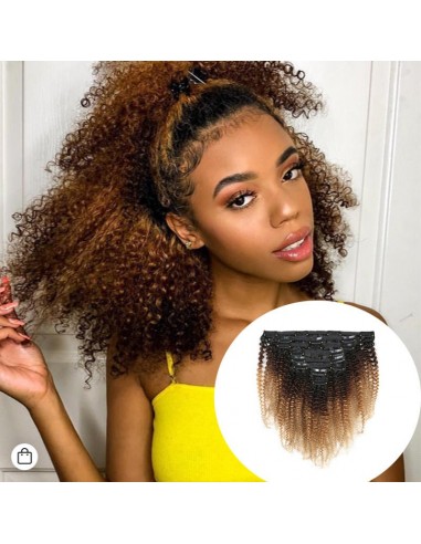 Kit -Erweiterungen mit afro lockigen blonden Schokoladenclips 120 Gr braunen Schatten basket pas cher